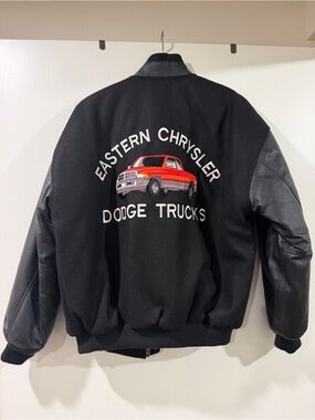 Eastern Dodge Chrysler Trucks Embroidered Leather Bomber Jacket